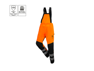 Chainsaw pants with bib SIP PROTECTION 1RH1 ASPIN FLASH Hi-Vis orange/black